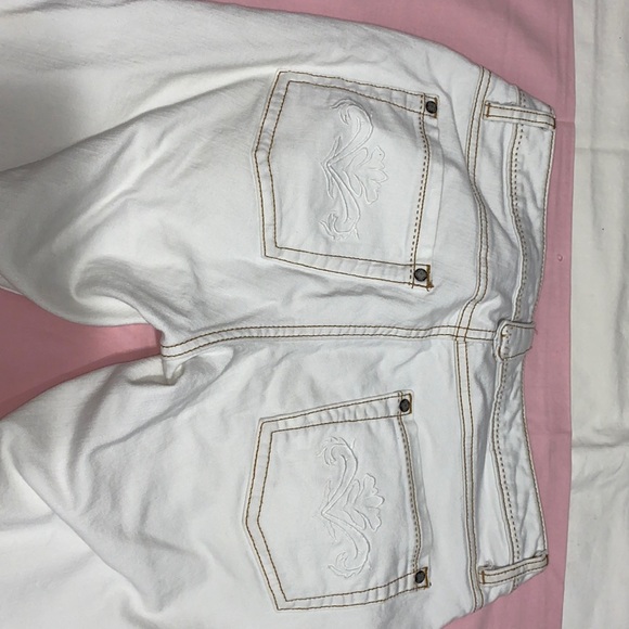 CAbi flare jeans, cream colour with tan stitching - Picture 3 of 3